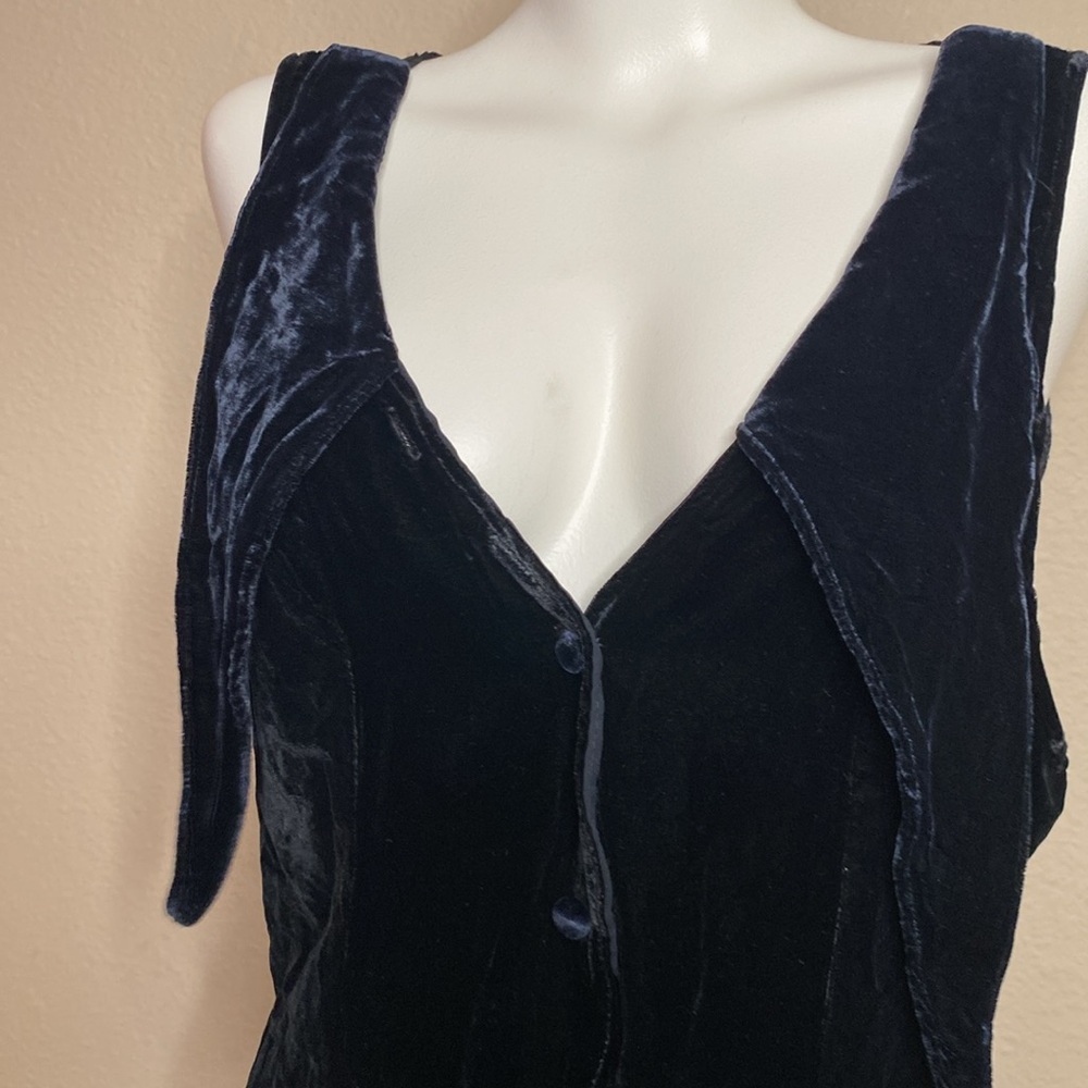 Alexander Brown vintage crushed Velvet lace goth is vest Top OS